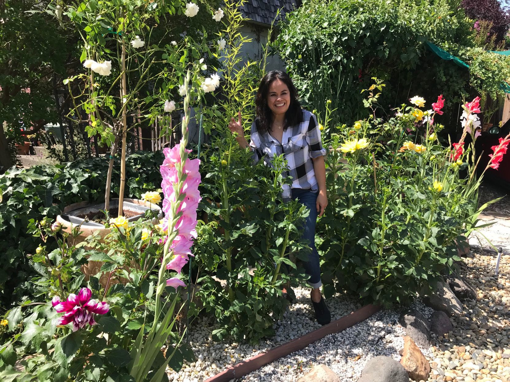 Marcell Gallagher in her garden.